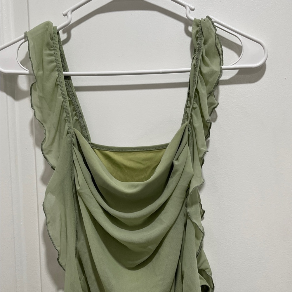 Sage Green Ruffle Strap Top - Picture 9 of 9